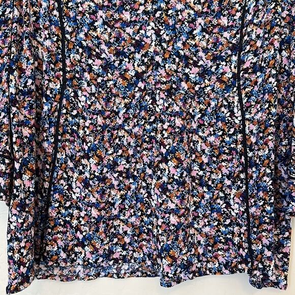 J Jill Long Sleeve Ditsy Floral Blouse Embroidered Detail 3/4 Wide Sleeve Size L - Picture 8 of 13